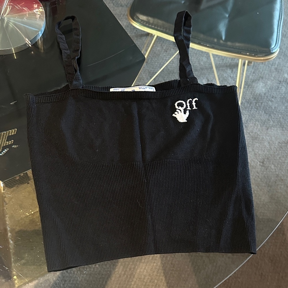 Off-White Black Ribbed Crop Top